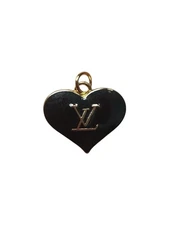 Louis Vuitton Gold and Black Enamel Heart Logo Zipper Pull Charm