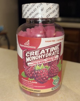 Creatine Monohydrate Chewable 6400mg Supplement 90 Gummies Raspberry