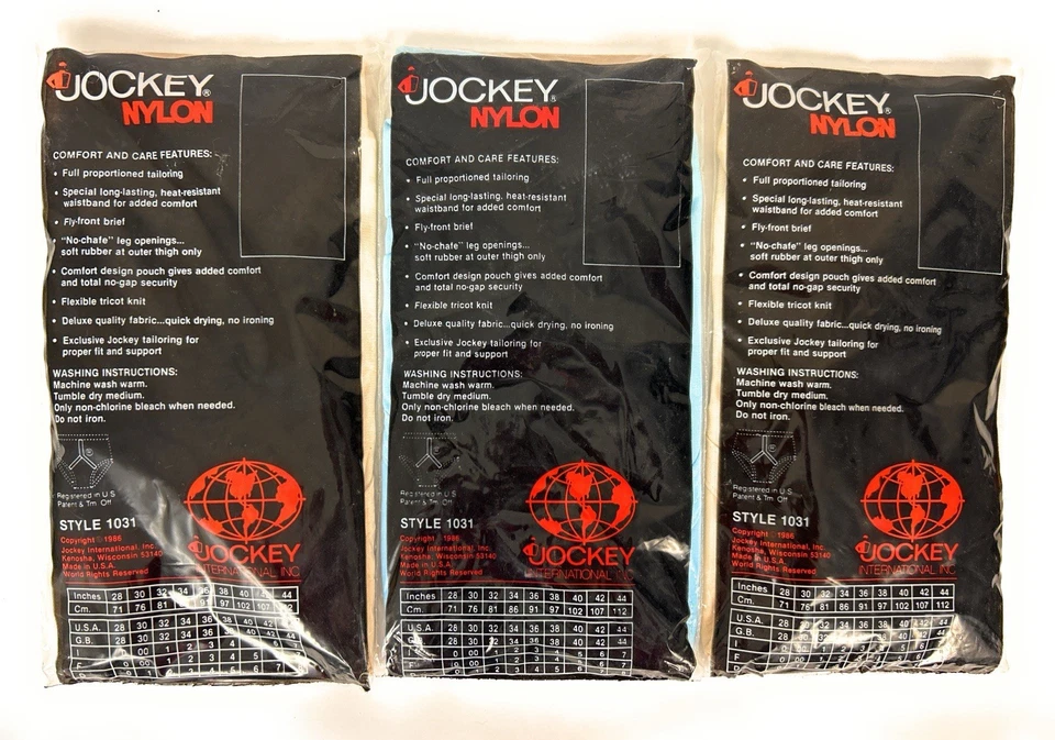 3 piezas. De colección Deadstock Jockey Tricot Nylon Lo Rise Calzoncillo Ropa Interior Frente Mosca Foto 3 de 4