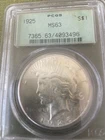 US Peace Dollar 1925 MS 63 PCGS