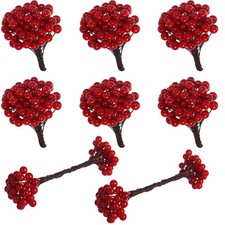 400 Pieces Artificial Holly Berries Christmas Fake Berries on 200 Pieces Wire...