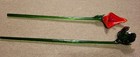 Vintage 2 BEAUTIFUL HAND BLOWN ART GLASS FLOWERS w/ 19' GREEN LONG Glass STEMS  — photo 1