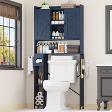 Over The Toilet Storage Cabinet W/ Metal Frame 7 Shelves Bathroom Organizer