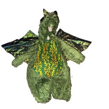 Children's Size L Dragon Halloween Costume Warm fuzzy Green Hooded Party