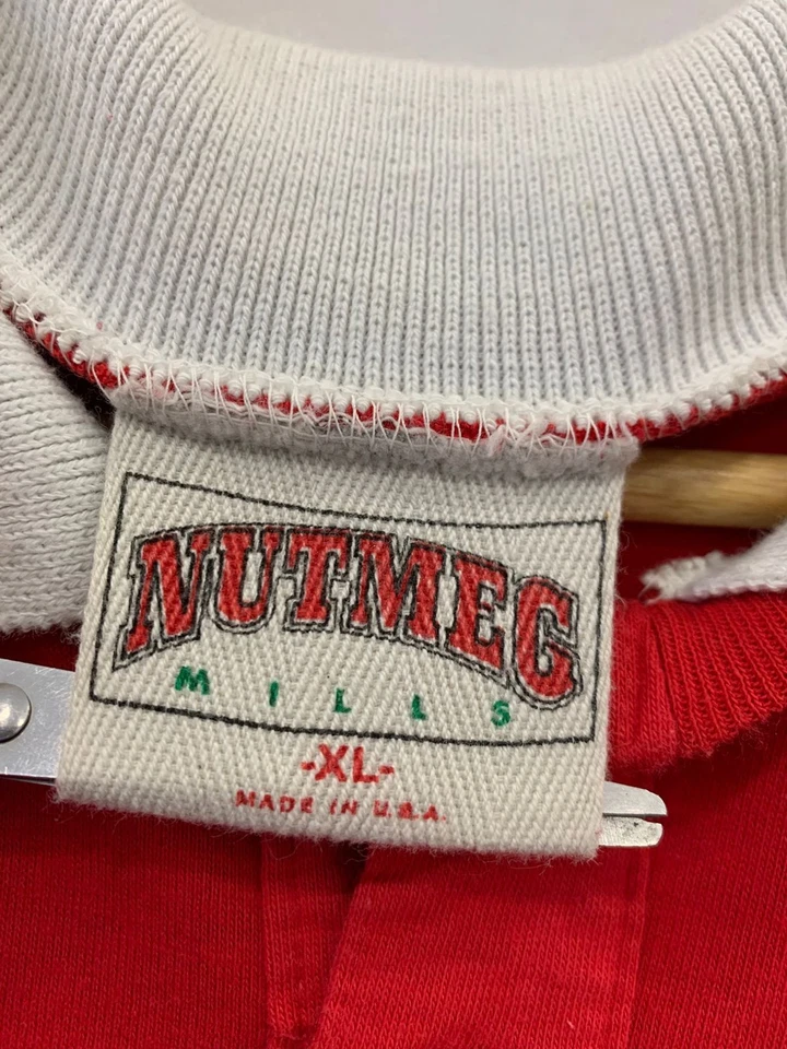 Camisa de Rugby Computadoras OKI JVM Molinos Nuez moscada Años 90 De Colección EE. UU. Roja Blanca Verde XL #109 Foto 3 de 4