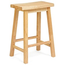 PJ Wood Classic Saddle-Seat 24 Inch Kitchen, Table, & Bar Counter Stool, Natural