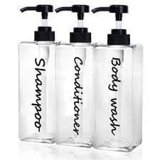 Shampoo Dispenser - Refillable Shampoo and Conditioner Bottles Clear, Set of...