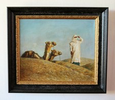 Orientalist style painting "The Dromedaries"