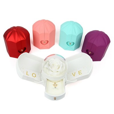 Double Open Jewelry Holder Forever Flower Gift Box for Anniversary or Birthday