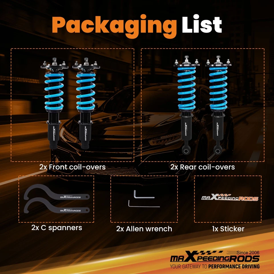 Kit Amortiguador Ajustable MaXpeedingrods T6 Coilover para Mitsubishi Eclipse 95-99 Foto 3 de 4