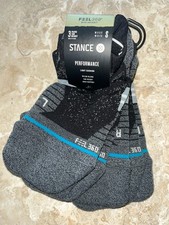 NWT Stance 3 Pack FreshTek Performance Run Light Tab Black Socks Small 5-7.5