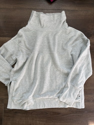 Prana Cozy Up Turtleneck Sweater Women’s Hemp Relaxed Pockets Gray Size Large