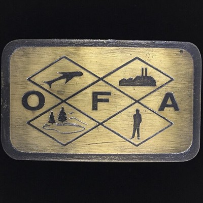 O.F.A. Ohio Forestry Association Forest Logging Logger Brass Vtg Belt Buckle