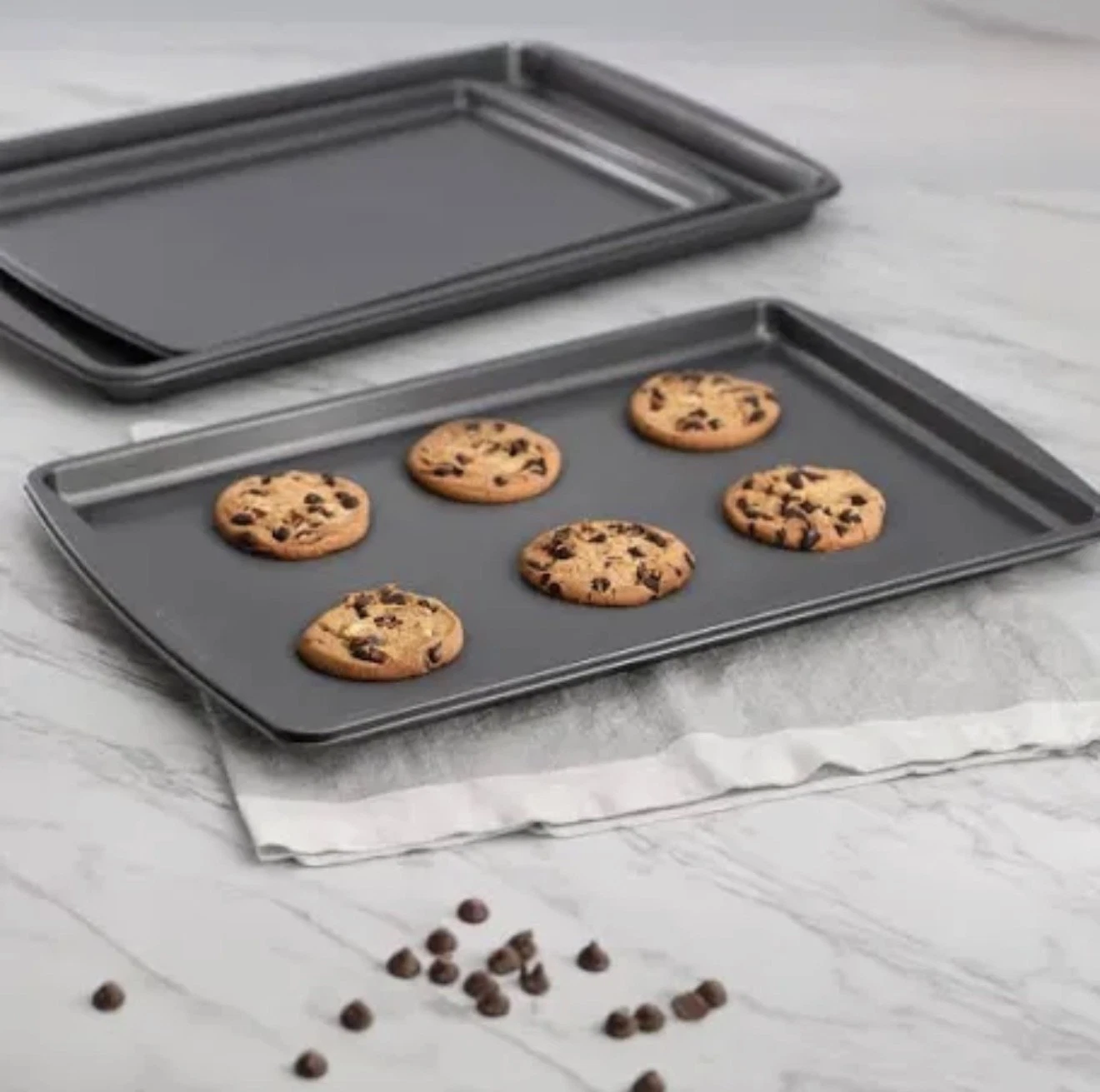 Gibson Home Love To Bake Nonstick Steel Jelly Roll 3 Piece Baking Sheet Set In