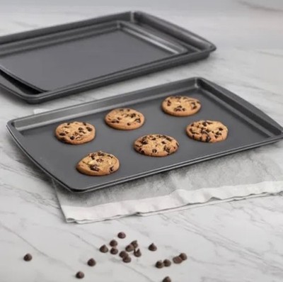 Gibson Home Love To Bake Nonstick Steel Jelly Roll 3 Piece Baking Sheet Set In