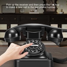 Vintage Corded Landline Telephone With Redial Function Mechanical Bells Home