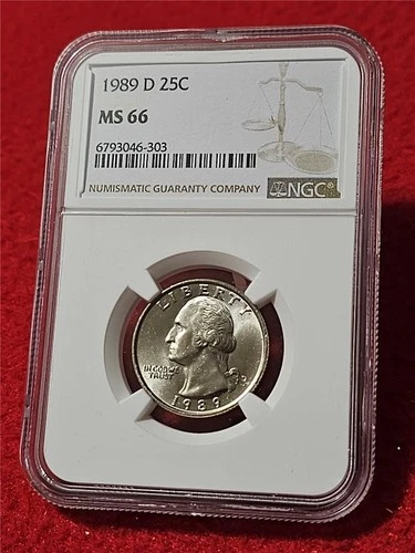 1989-D WASHINGTON QUARTER   NGC MS 66  UNCIRCULATED                     #T1413