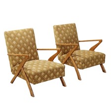 Vintage Sessel Gemusterter Samt Holz Italien der 60er Jahre Zum Restaurieren