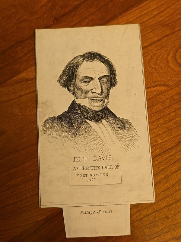 Jeff Davis Rare Mechanical Slide Card. After The Fall Of Fort Sumter 1861/ 1863