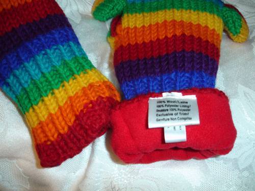 deLux SCHÖNE REGENBOGENSOCKEN AFFE FÄUSTLINGE Fleece GEFÜTTERT Strick ERWACHSENE Kostüm MÜTZE SEPARAT - Bild 3 von 7