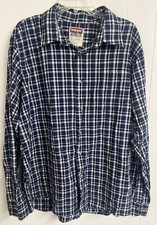 Wrangler Button Up Shirt Mens XL Blue Plaid Long Sleeve