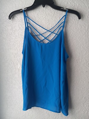 NEW Active USA Women's Blue Stripped Blouse Size MM