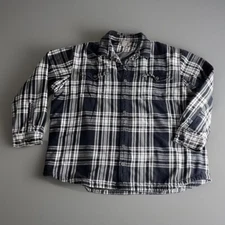 Duluth Trading Co. Mens 3XL Tall Plaid Flannel Shirt Black & White Snap READ