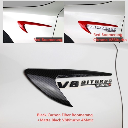 Juego de embellecedores de ventilación negros brillantes Boomerang V8 biturbo 4Matic+ emblemas adhesivos - Imagen 9 de 10