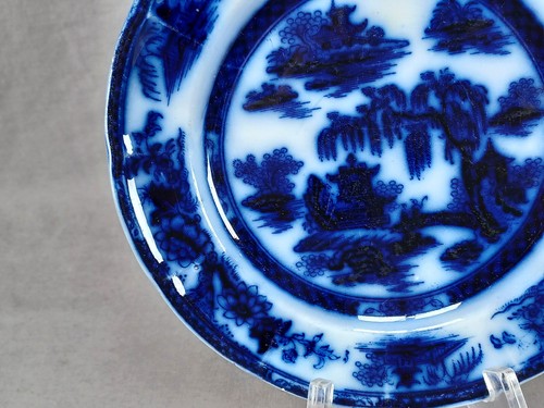 Antique Podmore Walker Manilla Pattern Flow Blue Transferware 7 7/8 Inch Plate - Picture 6 of 12
