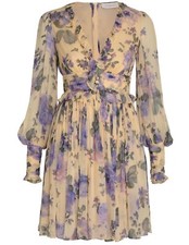 Zimmermann Lyrical Ruffle Mini Dress BNWT Size 2 RRP850 Purple New With Tags