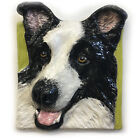 Border Collie Dog Ceramic Pet Portrait Tile handmade In Stock Alexander Art Usa