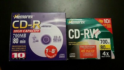 20 Disc Lot Memorex CD-R and CD-RW 700 MB New Old Stock