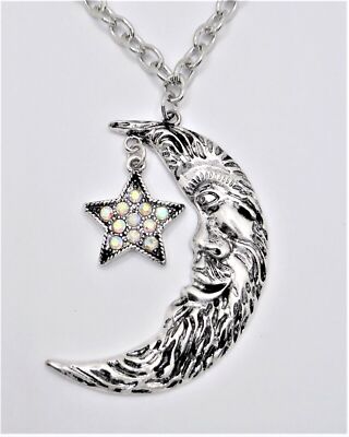 Kirks Folly MOON MAGIC Aurora Borealis Crystal Necklace Silvertone #11