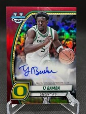 2024-25 Bowman Chrome U University TJ BAMBA Red Refractor Auto /5 Oregon Ducks