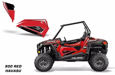 AMR Racing Grafik Wrap Kit Polaris RZR 900 UTV OEM Tür Einsätze 2014 Rot Havasu