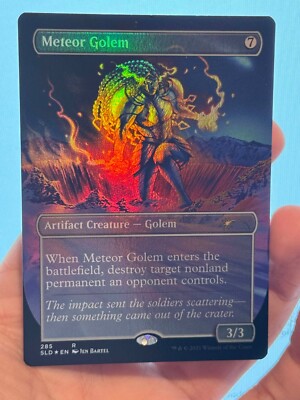 1X FOIL Meteor Golem BORDERLESS MINT MTG Magic Secret Lair Jen Bartel Commander