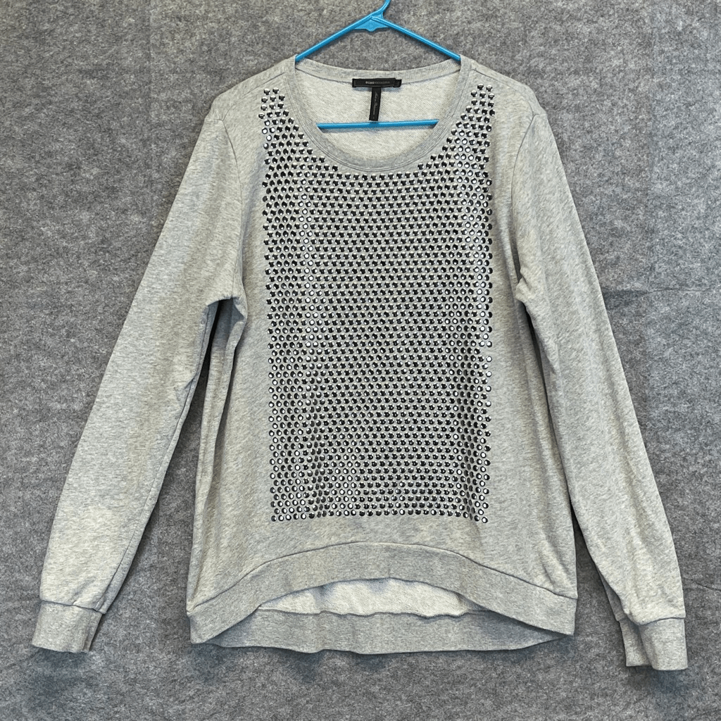 BCBGMaxAzria Grey Studded Crewneck Sweatshirt for Women Size Large-image