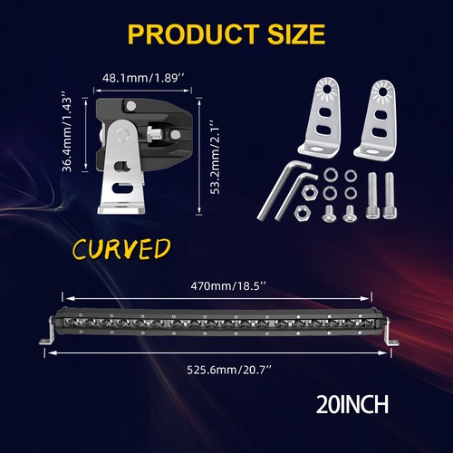 Curved Slim 20"26"32"38"44"50'' Spot LED Light Bar Truck Driving SUV 4WD Offroad - Bild 31 von 41