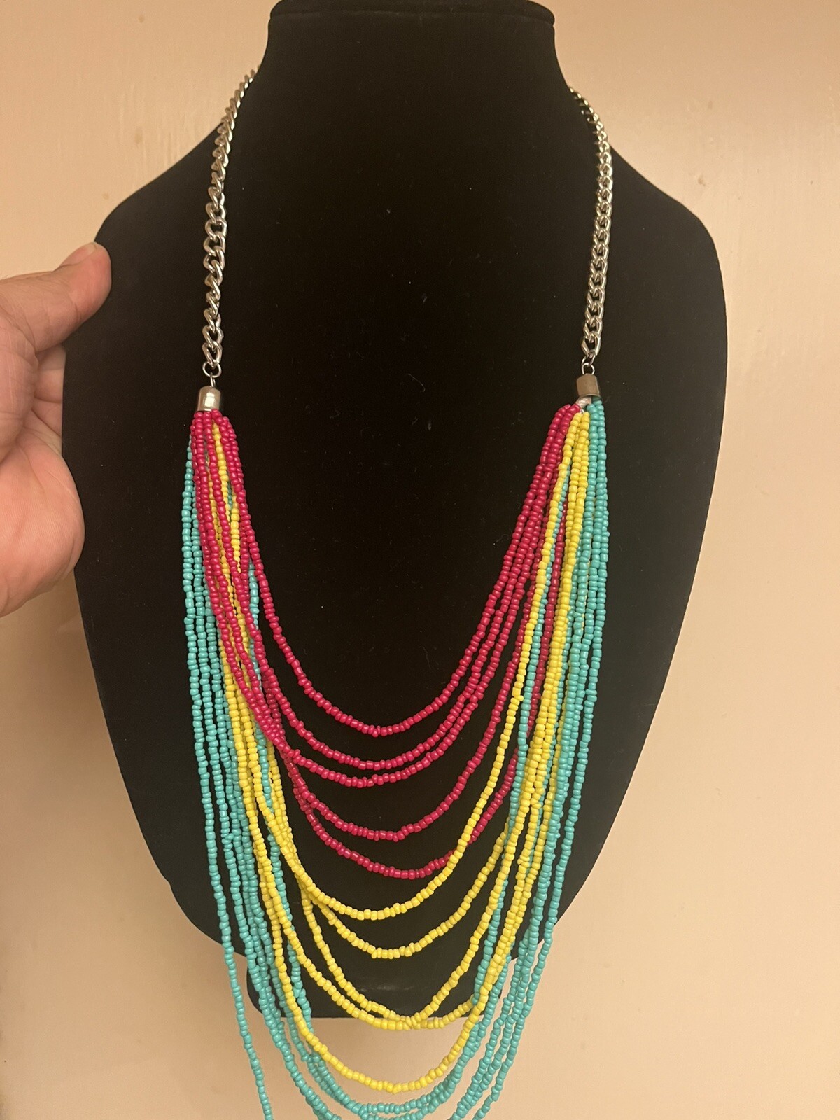 Silver Tone Mixed Material Multi Colored Beaded I… - image 19