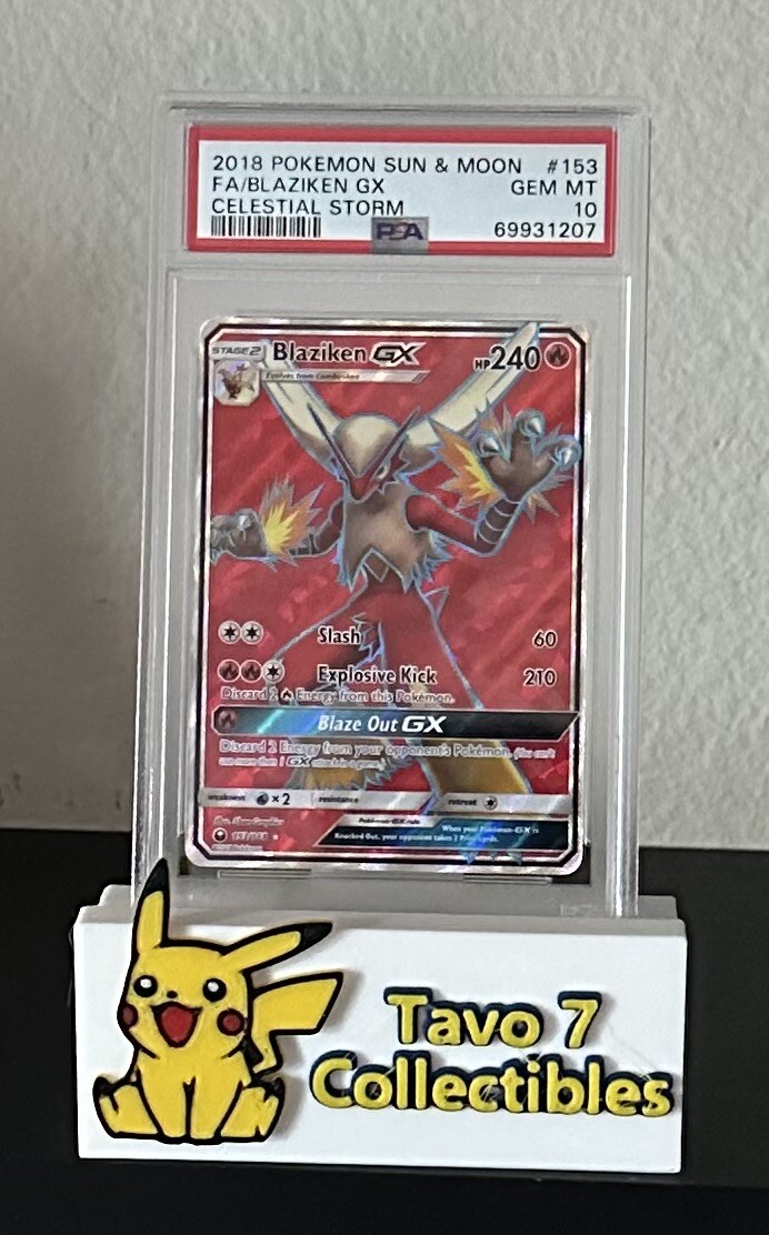 PSA 10 Pokémon Blaziken GX 153 Full Art Celestial Storm 153 PSA 10 Pokémon Blaziken GX 153 Full Art Celestial Storm 153