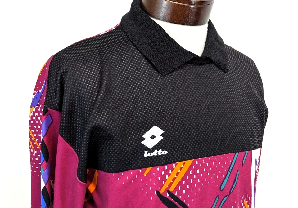 Vtg 90s LOTTO Men's M Goalkeeper Soccer Shirt Jersey Fiorentina Made in ITALY * - Image 3 of 4