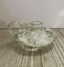 Joe StClair Blown Art Glass Taper Candle Holder Finger Lamp Paperweight White