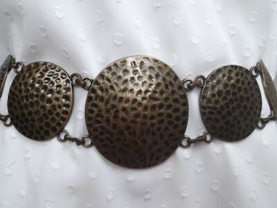 Vintage Rare Handcrafed Hammered Brass Wide Hippy Boho Gypsy  display picture 2