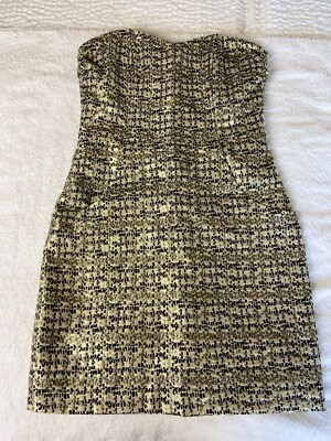 H&M strapless dress pockets prom holiday zipper back yellow tones women  size 6 | eBay
