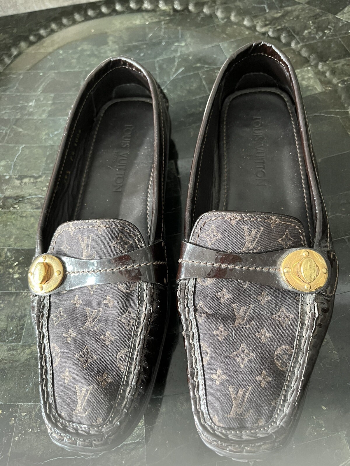 Louis Vuitton Brown Patent Leather Lv 