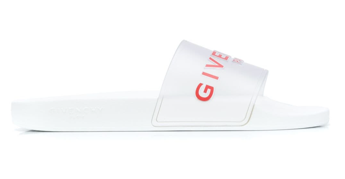 Givenchy Paris Blue Red White Logo Rubber Pool Slide Sandal Flip Flop Flat 44 11 GIVENCHY Logo-Embossed Rubber Slides for Men | MR PORTER main image 3
