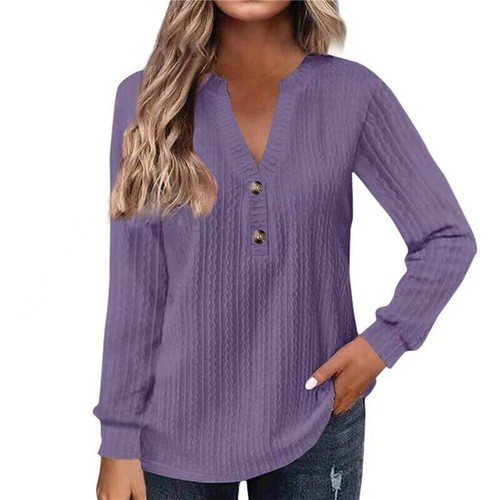 Ladies Jumper Top V Neck Pullover Women Loose Long Sleeve Casual Work Tops AU - Picture 8 of 39
