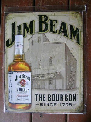New Jim Beam Bourbon Whiskey Since 1795 Metal Tin Sign 12-1/2'' X 16'' #1887