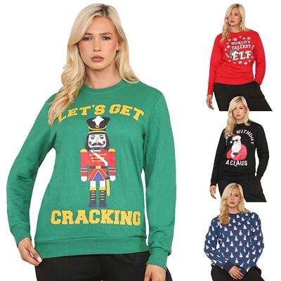 Womens Christmas Jumper Pullover Xmas Gift Ladies Santa Snowman Sweatshirt  Top UK