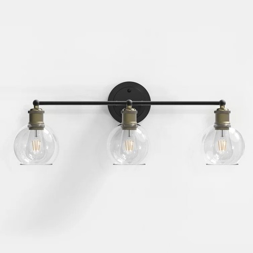 3-Light Black Wall Sconce Vanity Lighting Fixture with Glass Shade Farmhouse - Picture 3 of 15